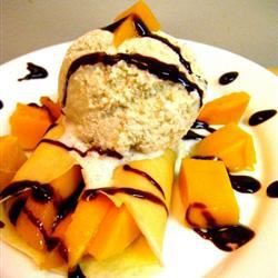Mango Crêpes with Ice Cream
