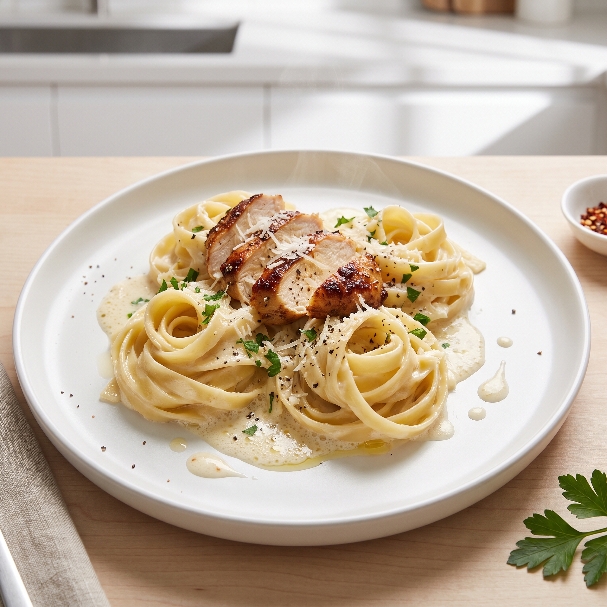Chicken Alfredo with Fettuccini Noodles