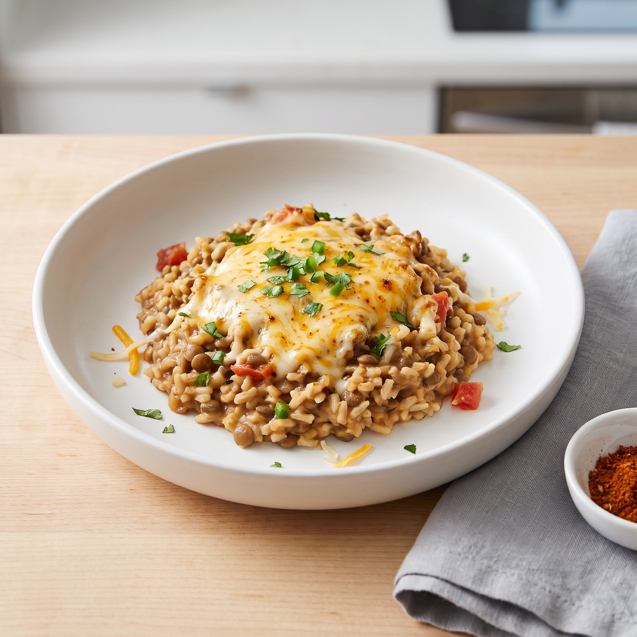 Pressure Cooker Cheesy Mexican-Style Lentils and Rice