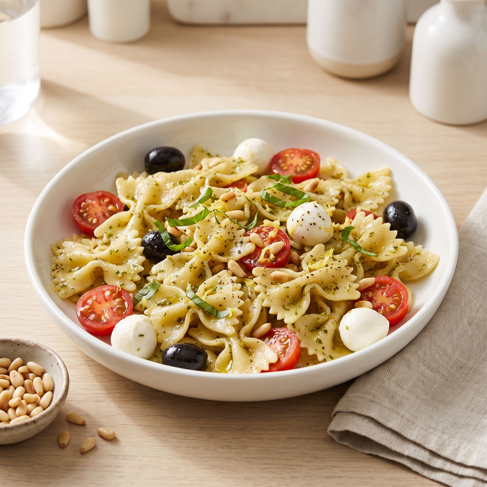Herb-Loaded Pesto Bowtie Pasta Salad