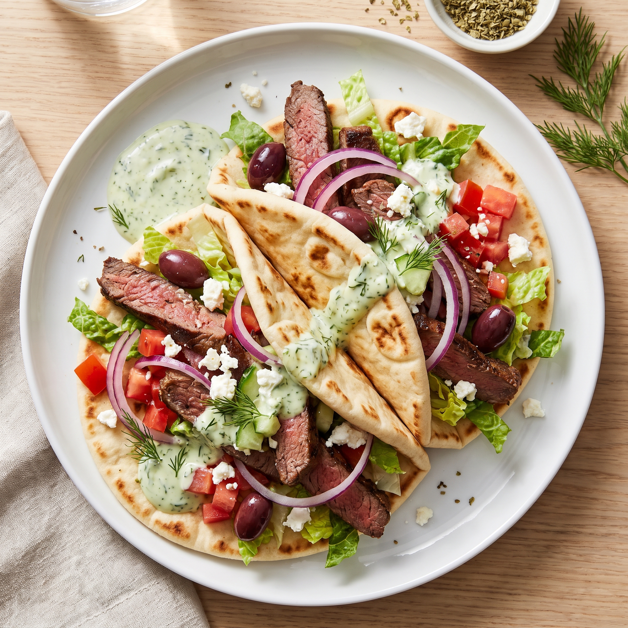 Greek-Style Beef Gyros with Tzatziki