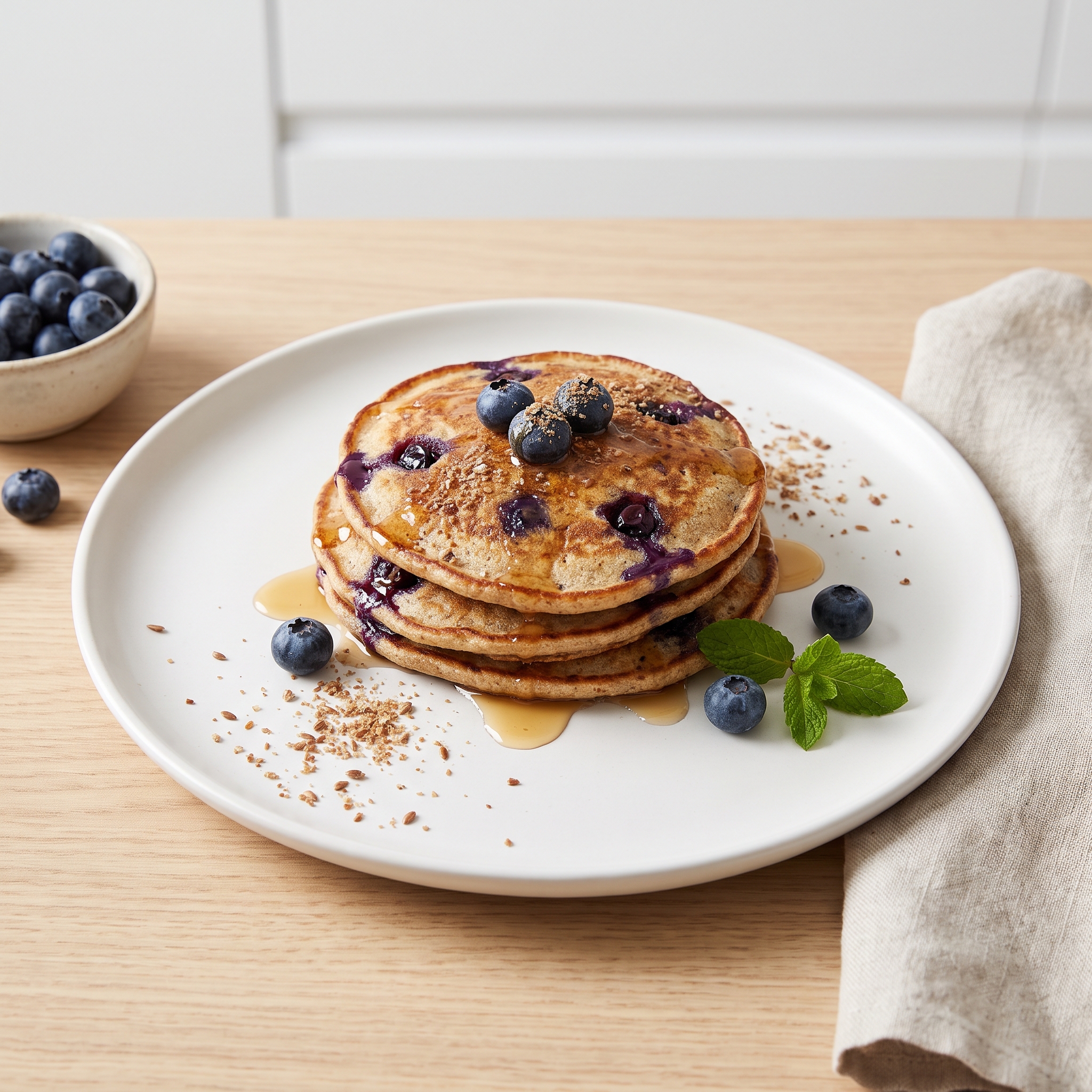 Hearty Spelt-Flax Pancakes with Berries