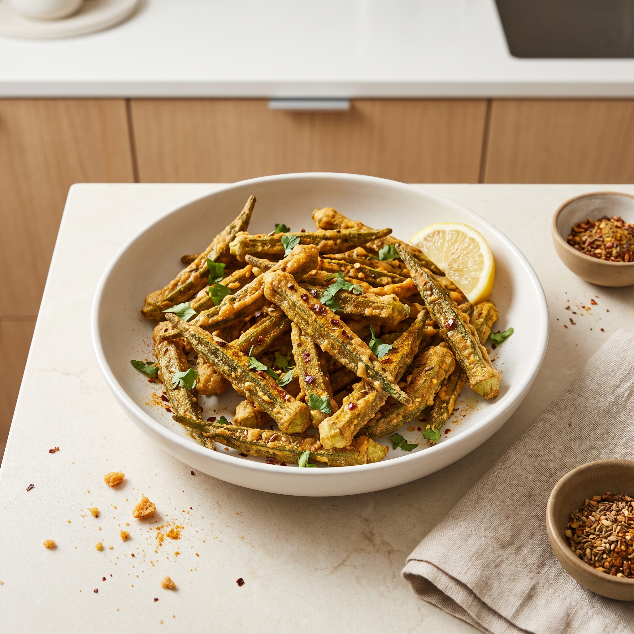 Crunchy Spiced Indian Okra