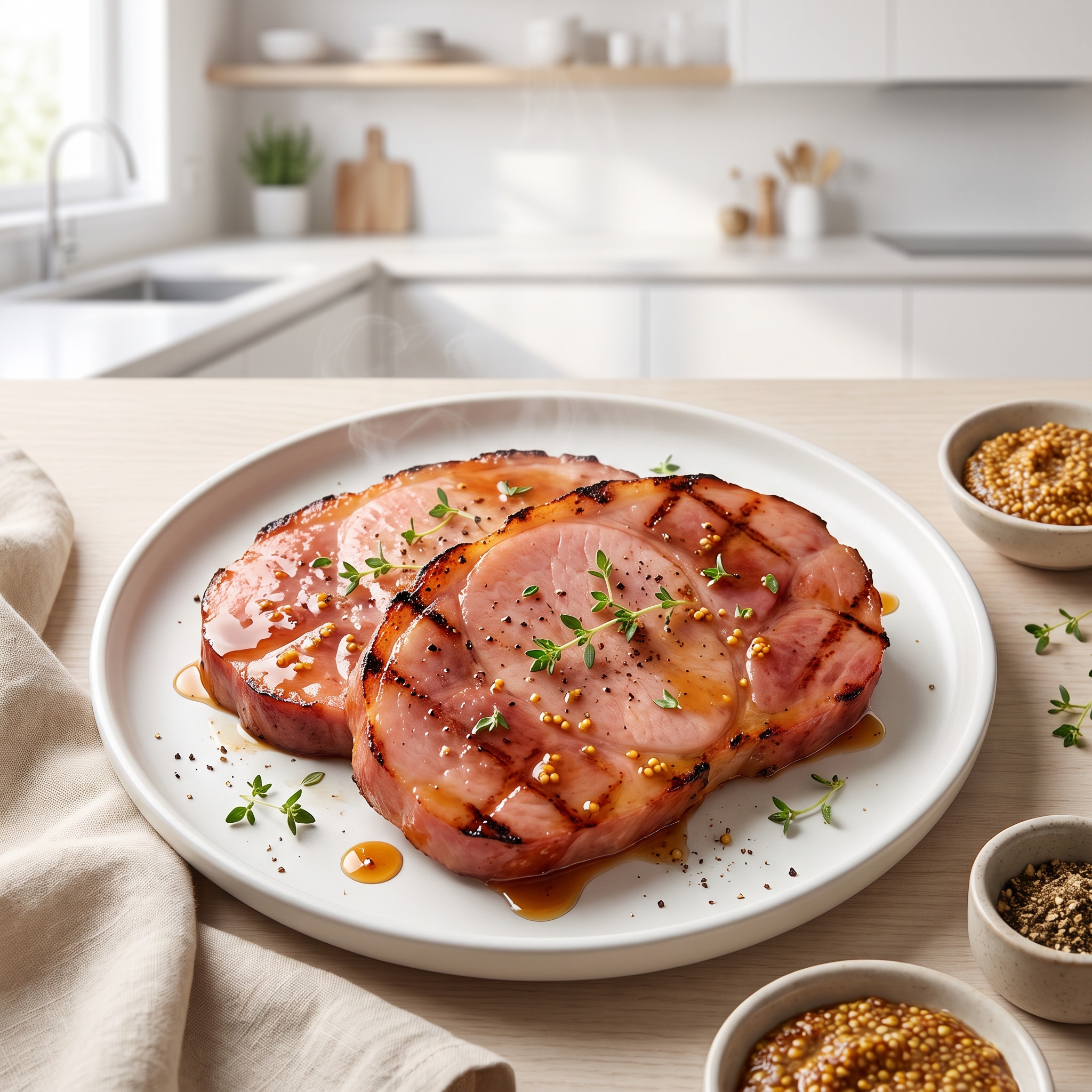 Maple-Glazed Ham Steaks for Two