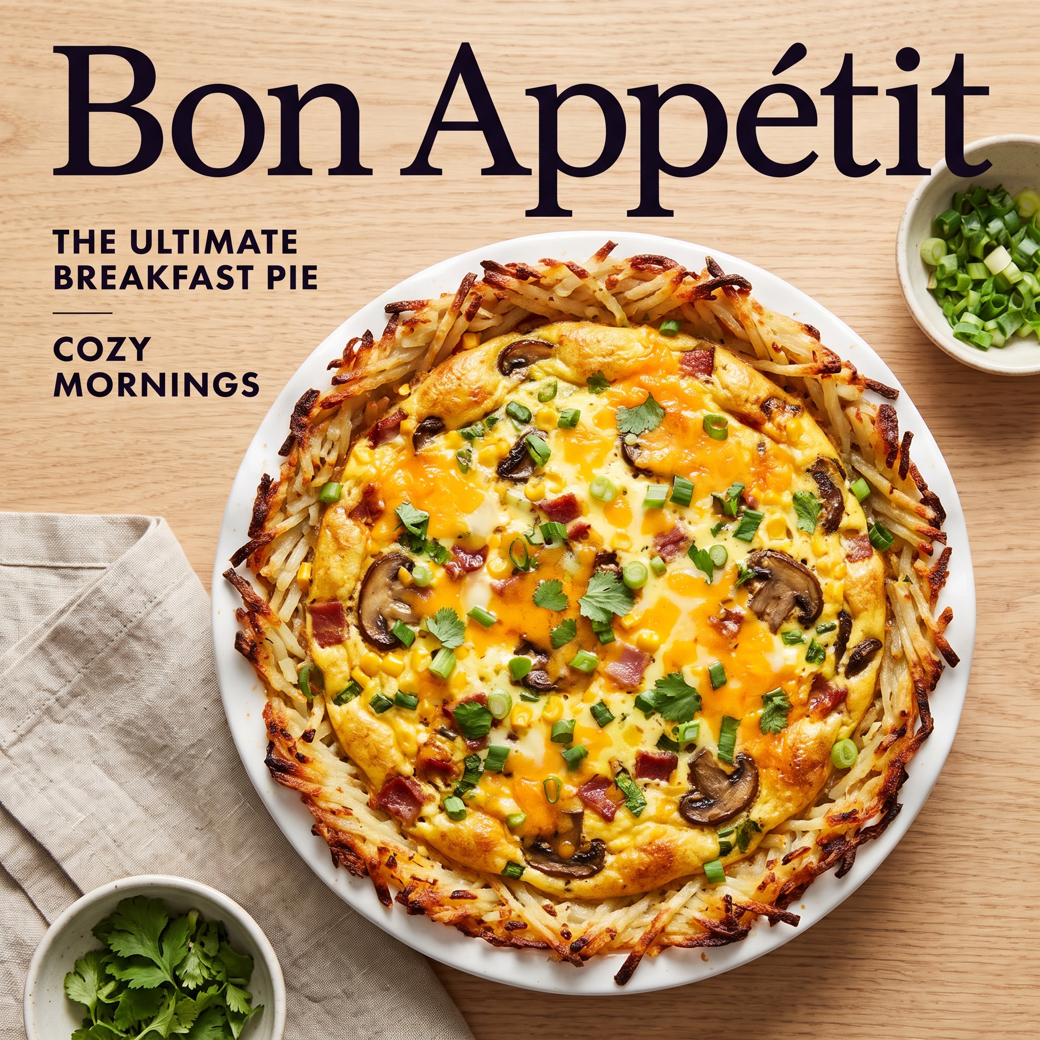 Charred Corn and Hash Brown Breakfast Pie