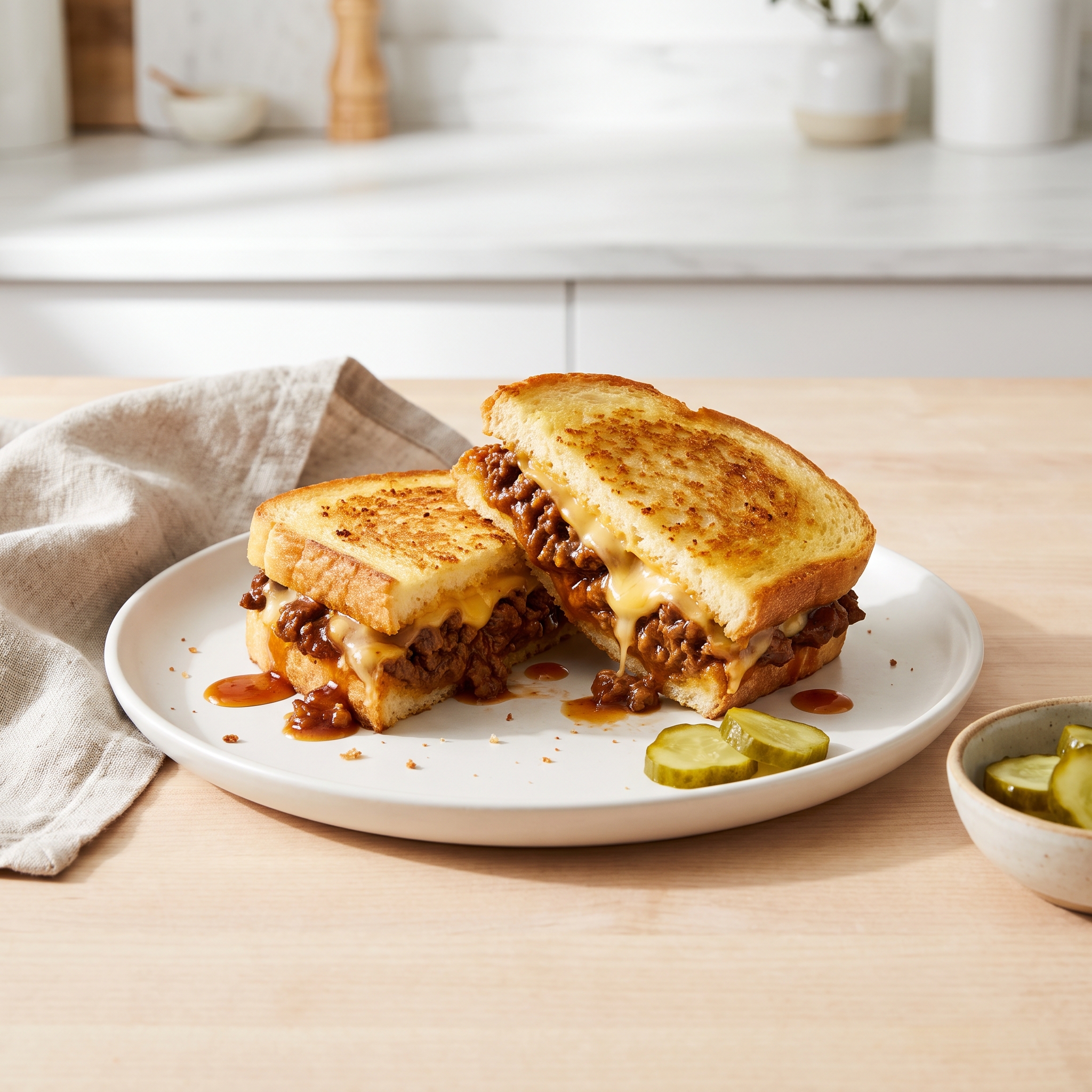 Cheesy Sloppy Joe Grilled Sandwiches