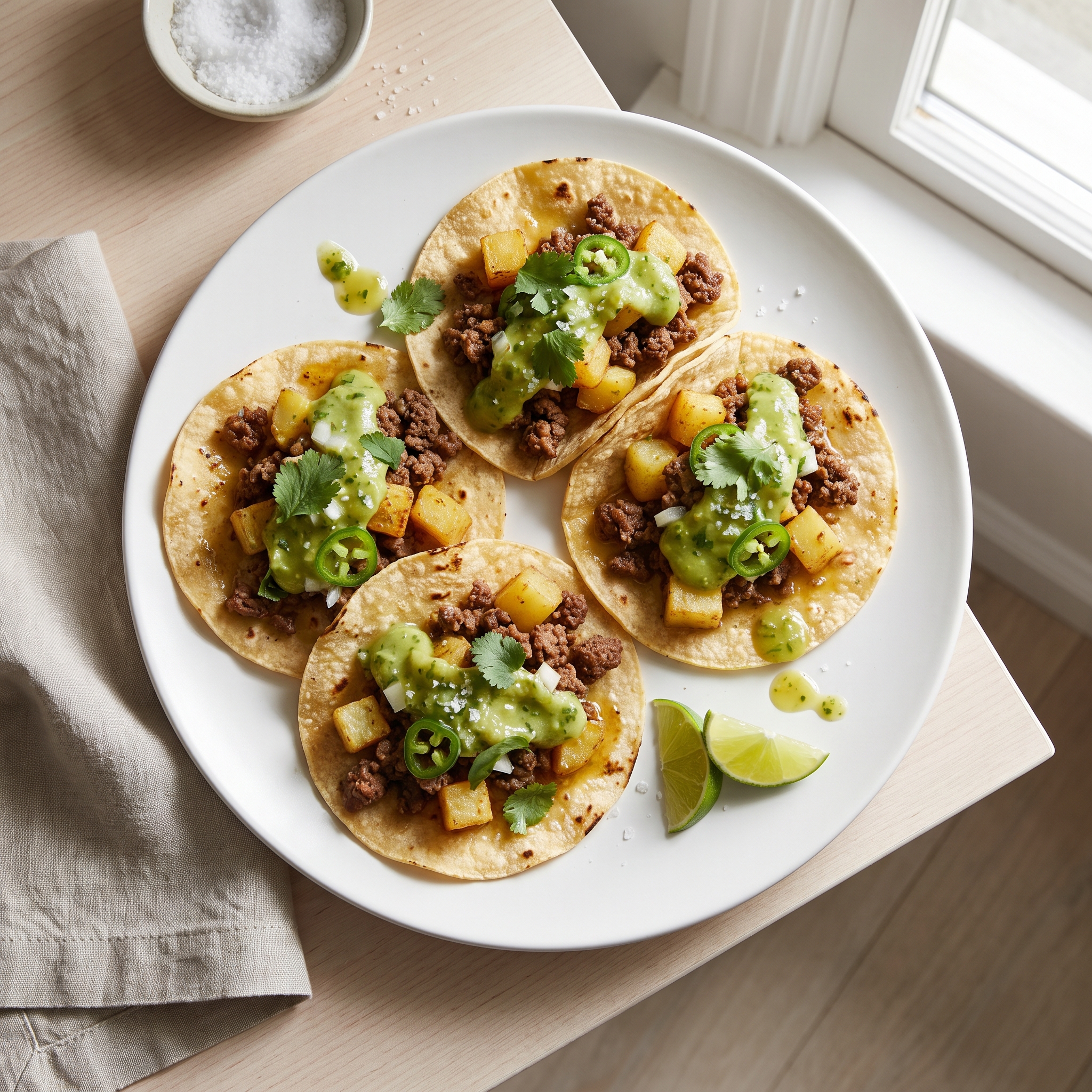 Guatemalan-Style Beef and Potato Tacos
