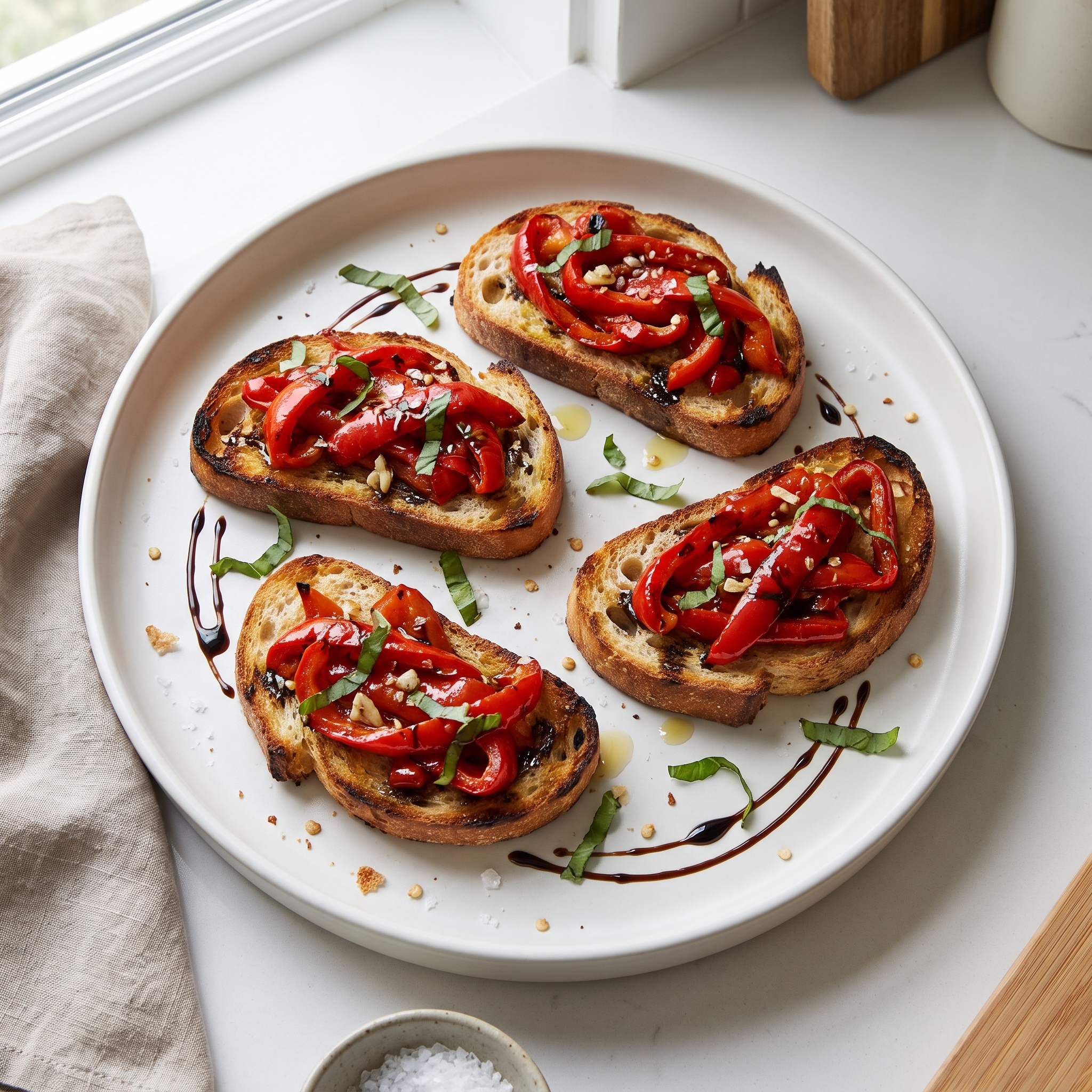 Bruschetta with Roasted Sweet Red Peppers
