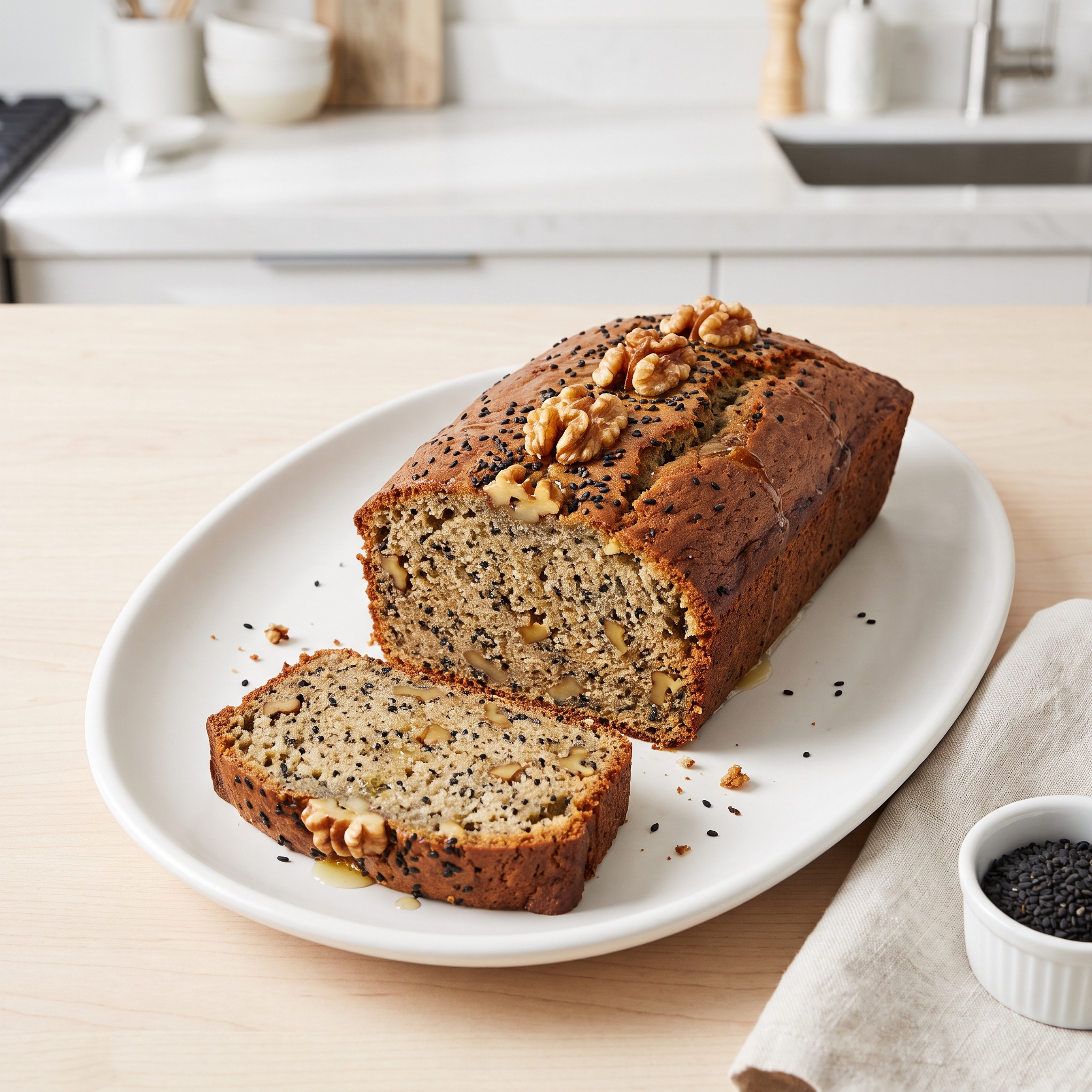 Banana Bread with Black Sesame and Walnuts