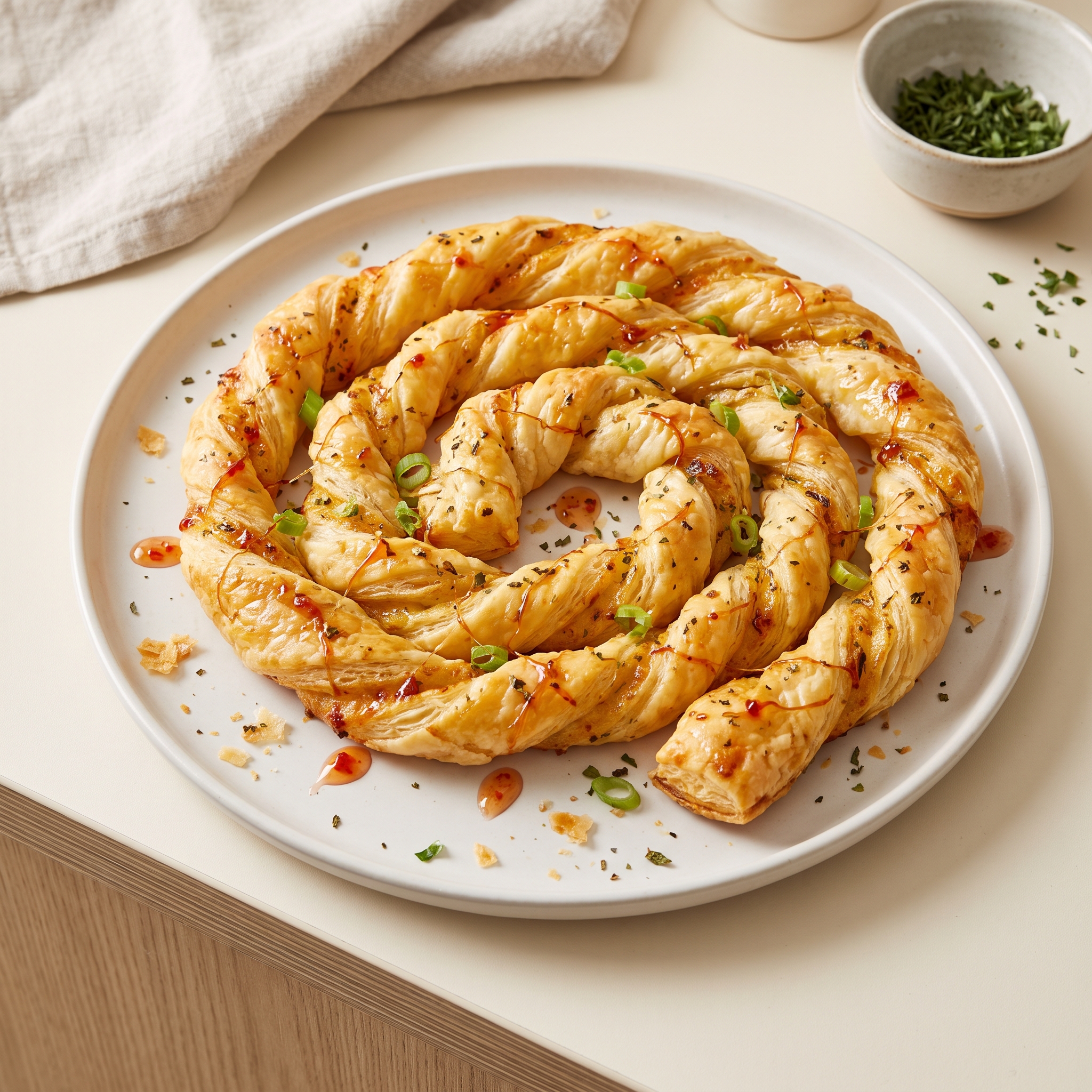 Cheesy Sweet Chili Puff Pastry Twists