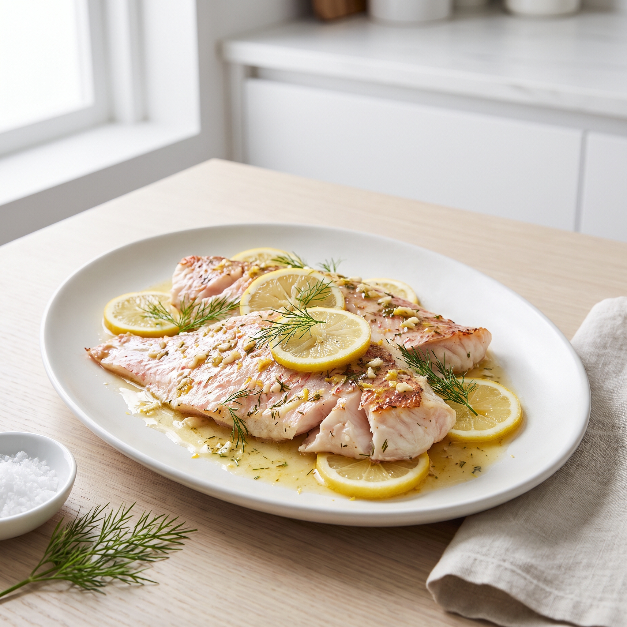 Red Snapper with Garlic-Lemon-Dill Butter