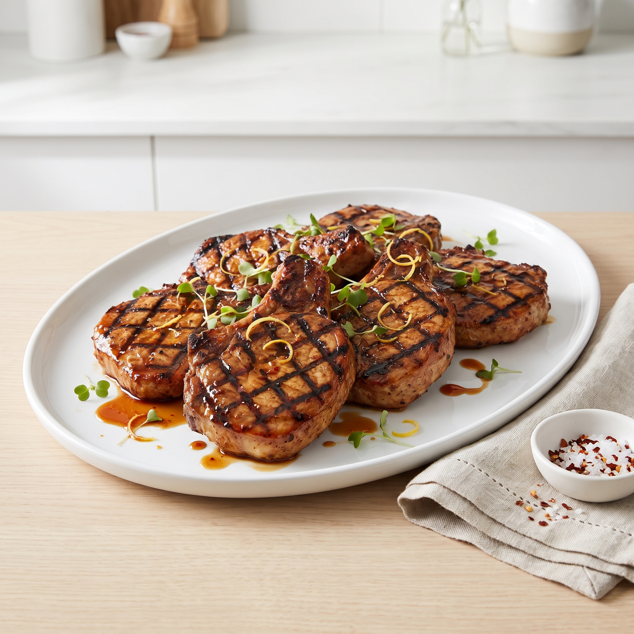 Spicy Soy-Lemon Marinated Pork Chops