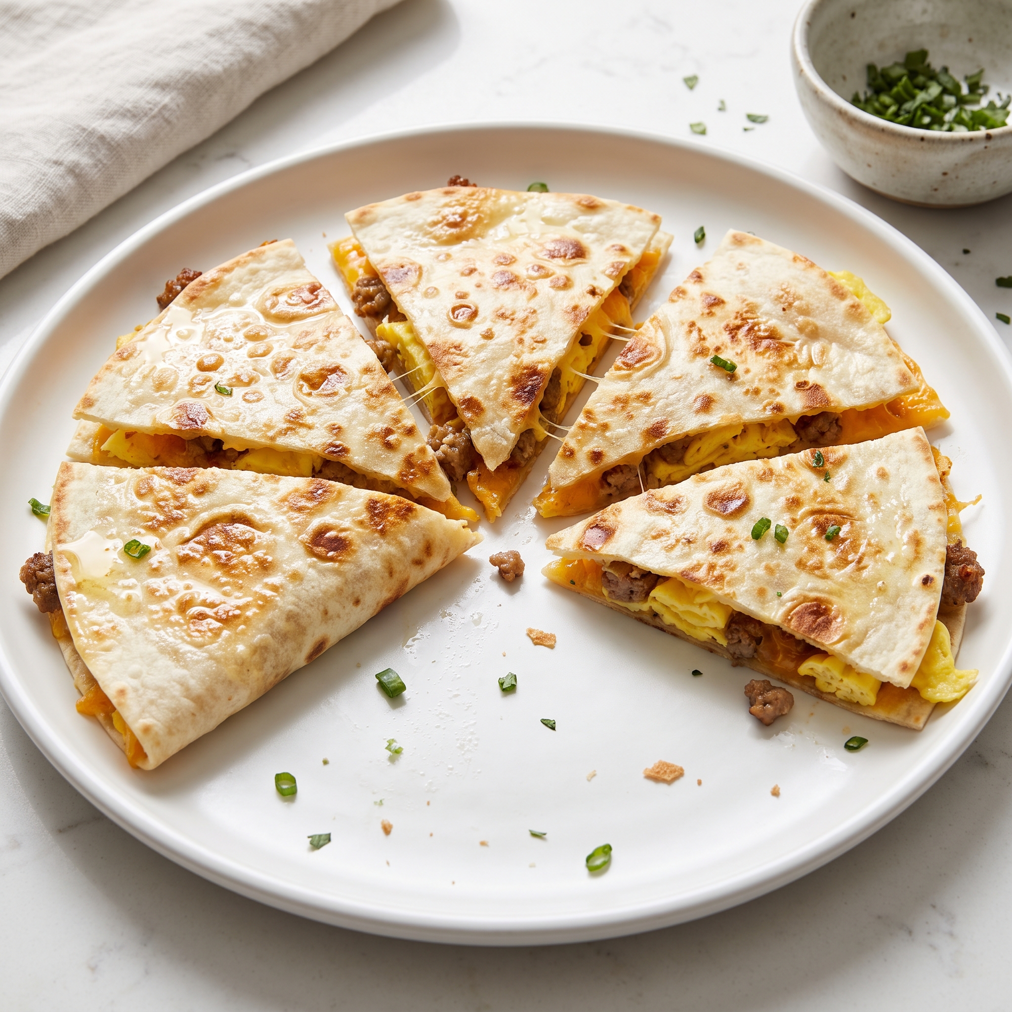 Morning Sausage and Egg Quesadillas