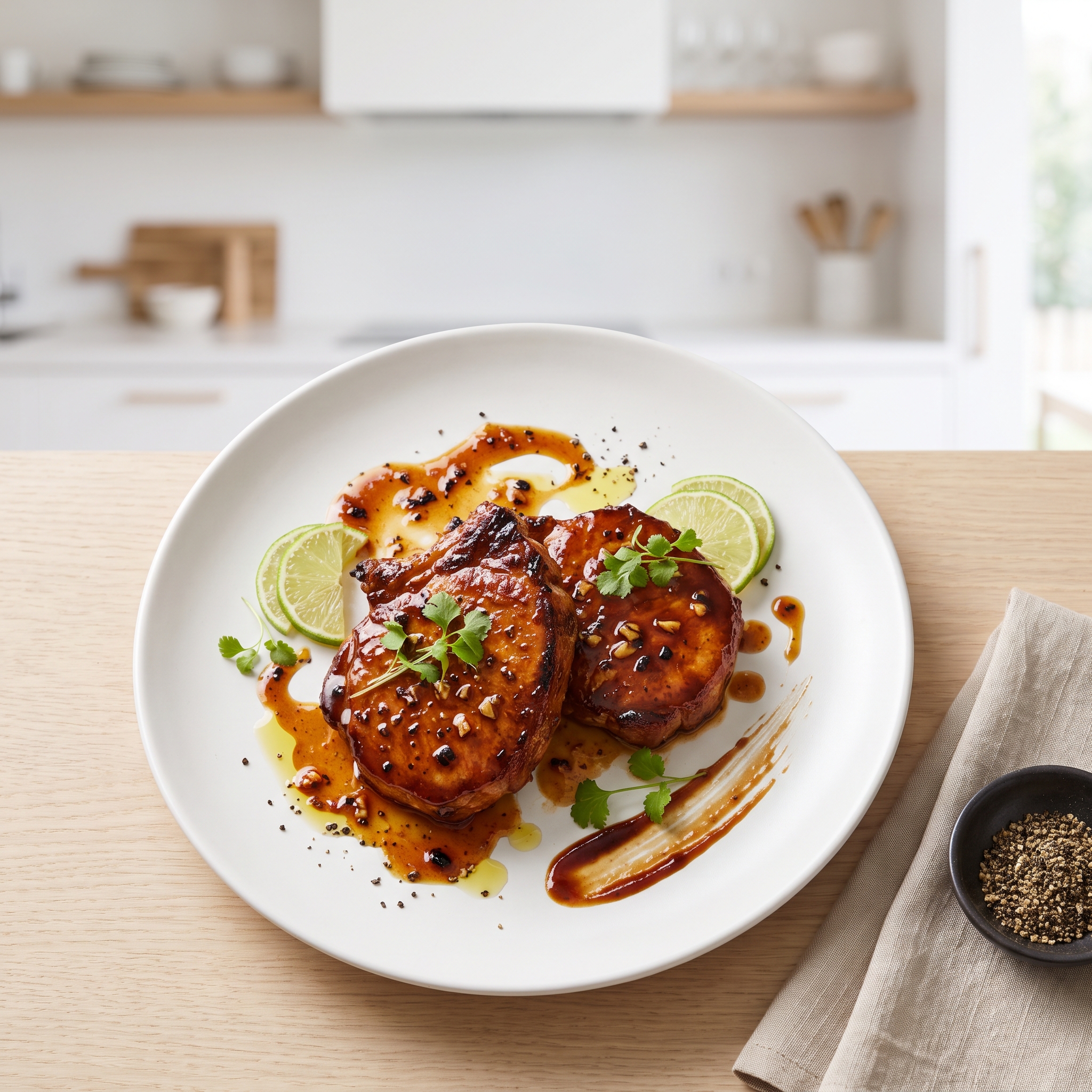 Pan-Fried Pork Chops with Sweet BBQ Sauce
