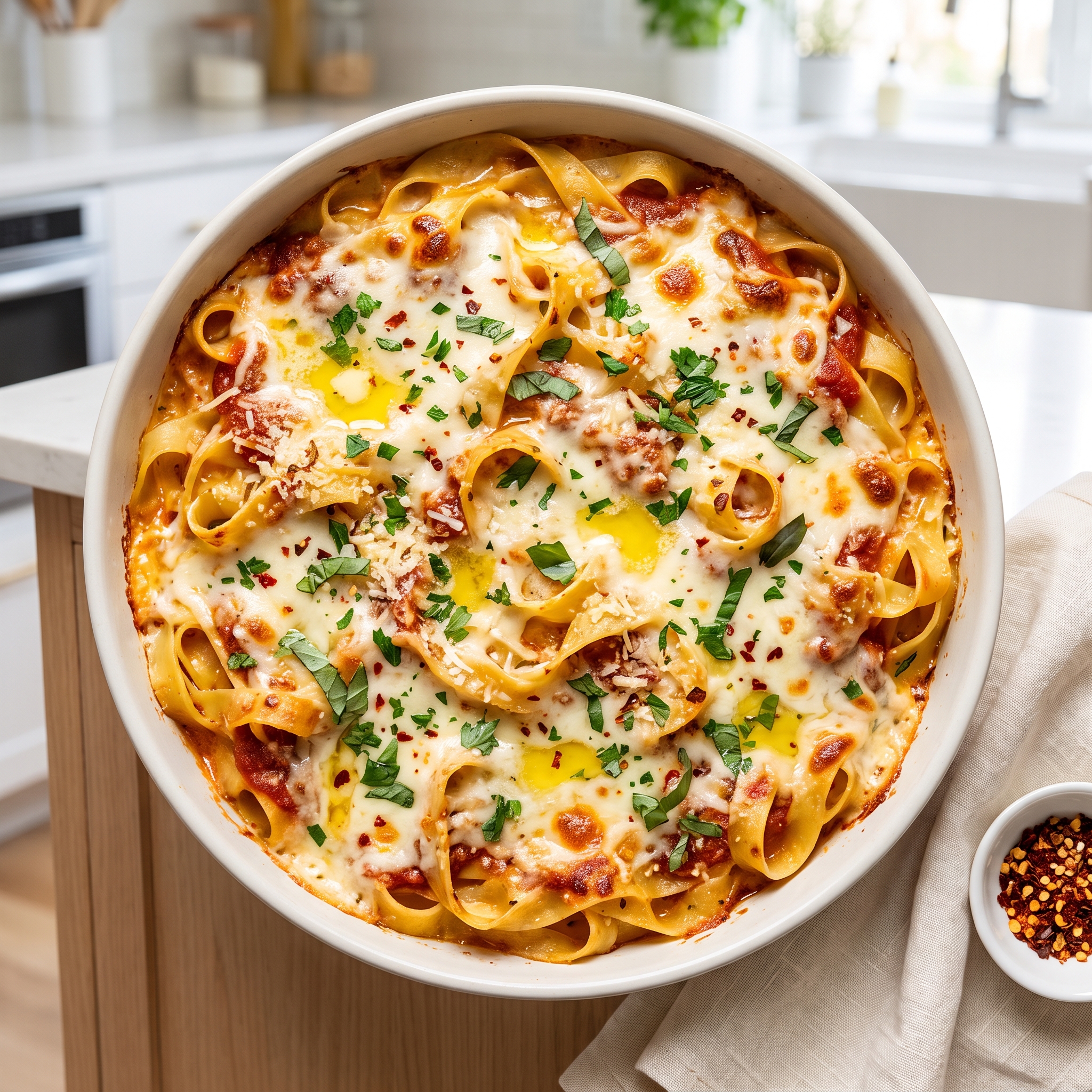 Alfredo Marinara Pasta Bake