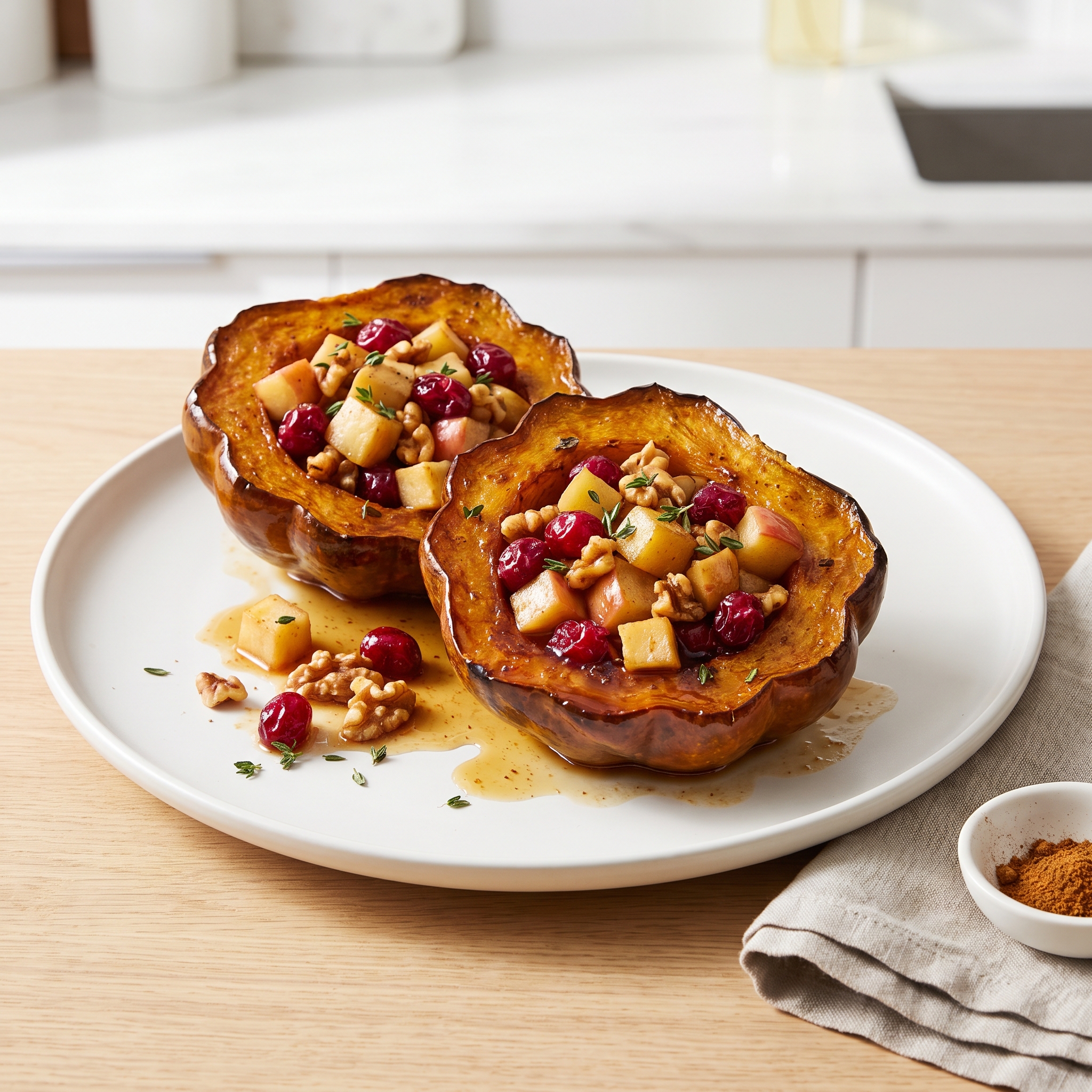 Roasted Acorn Squash with Apples and Cranberries