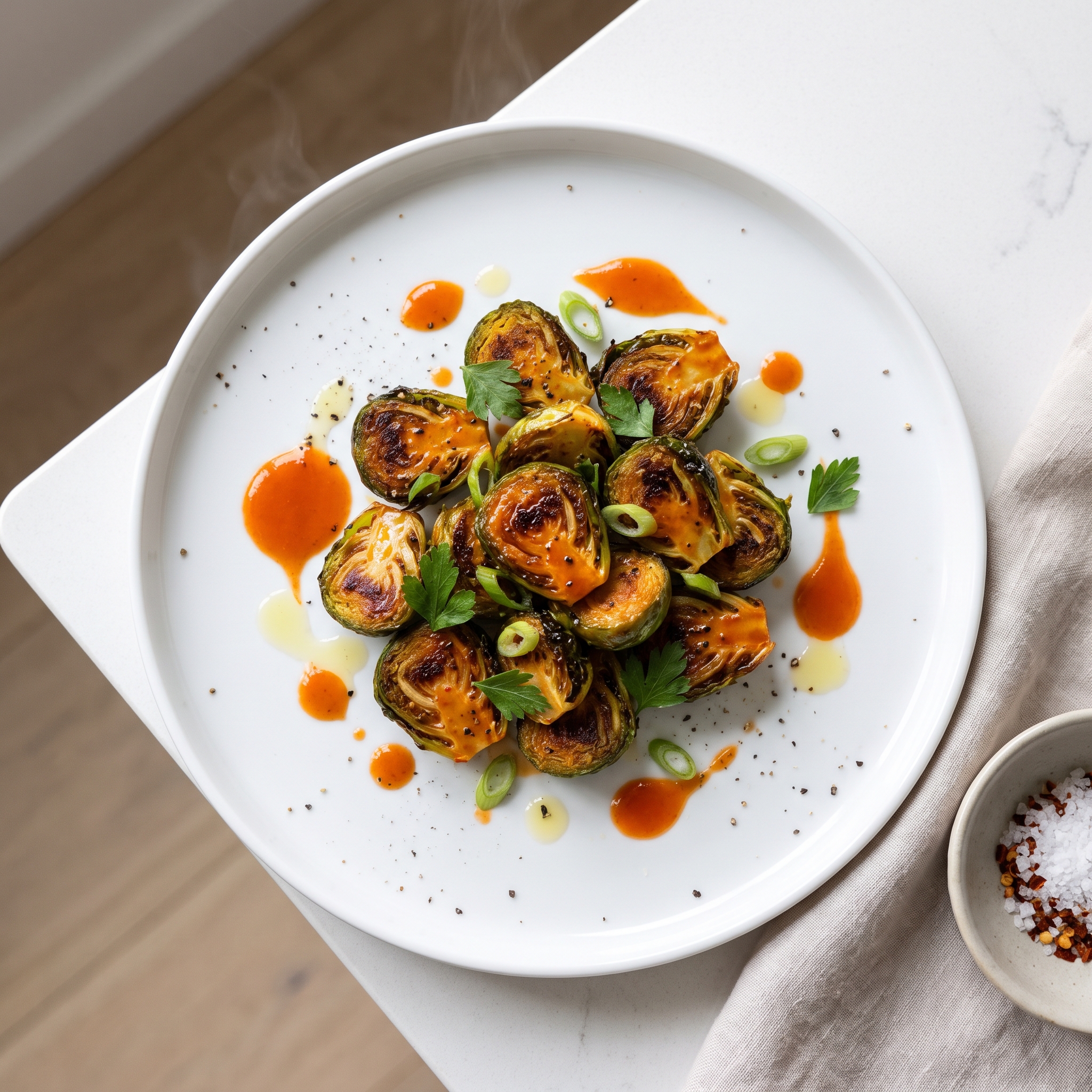 Buffalo-Style Roasted Brussels Sprouts