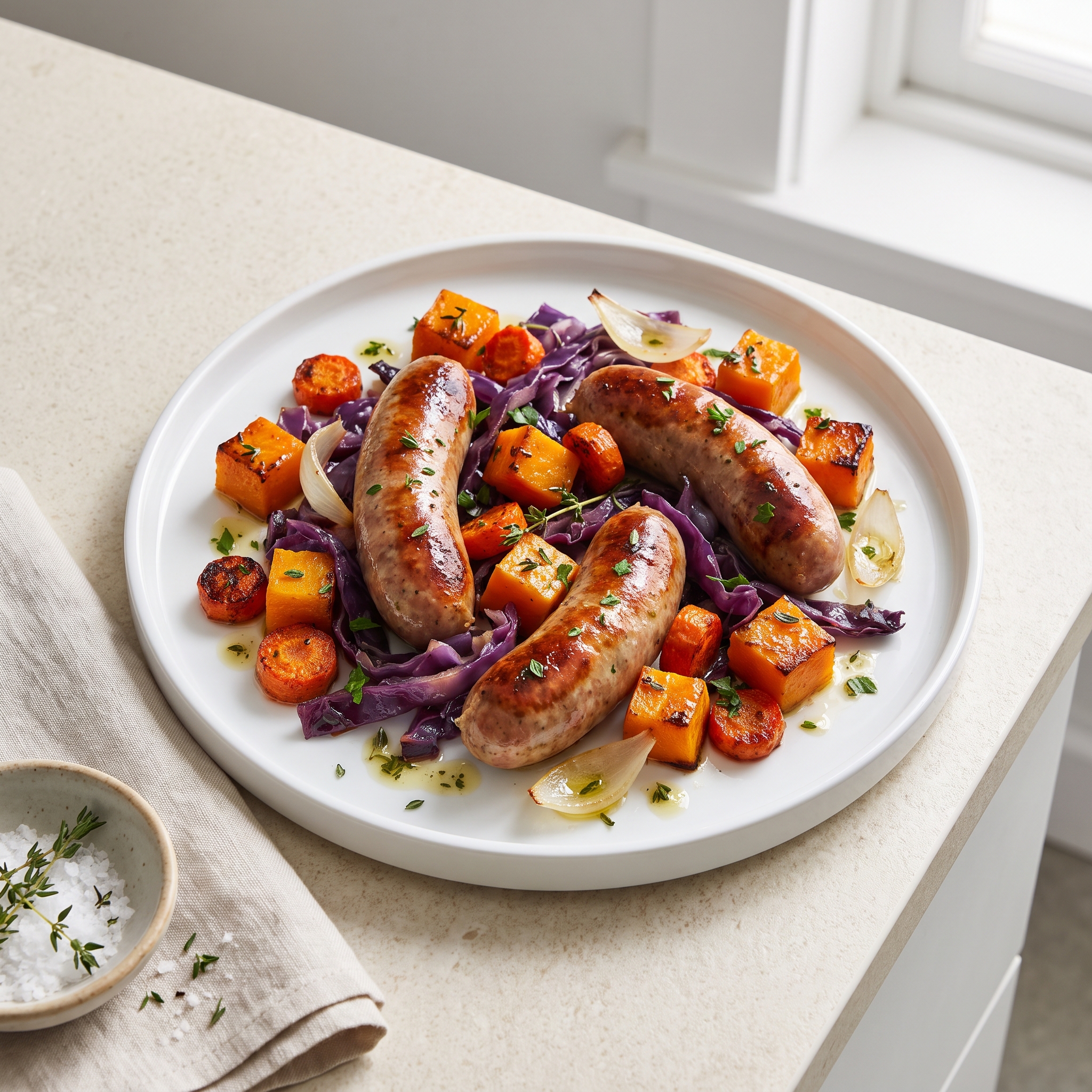 Sheet Pan Sausage and Seasonal Vegetables