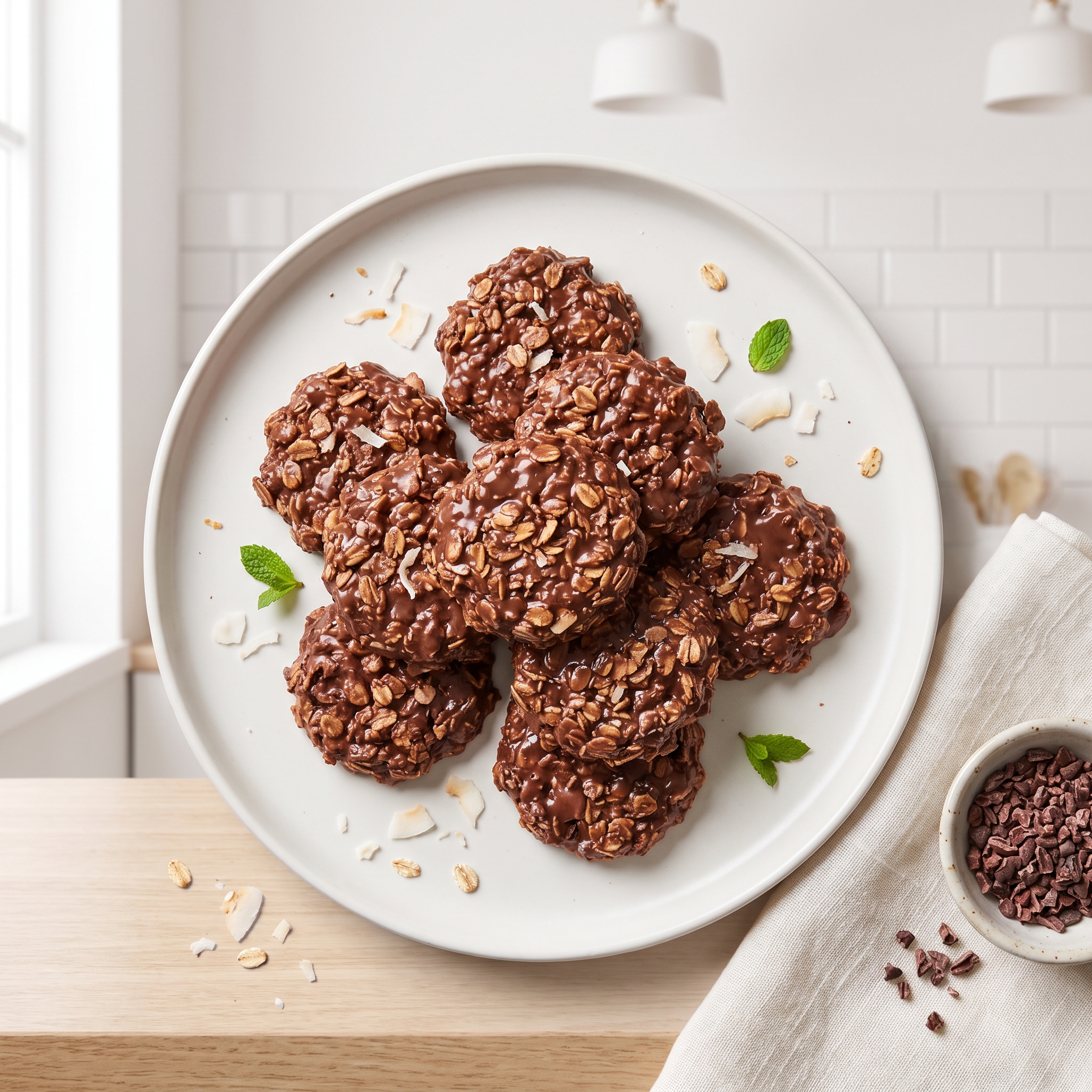 No-Bake Chocolate Oat Cookies with Coconut