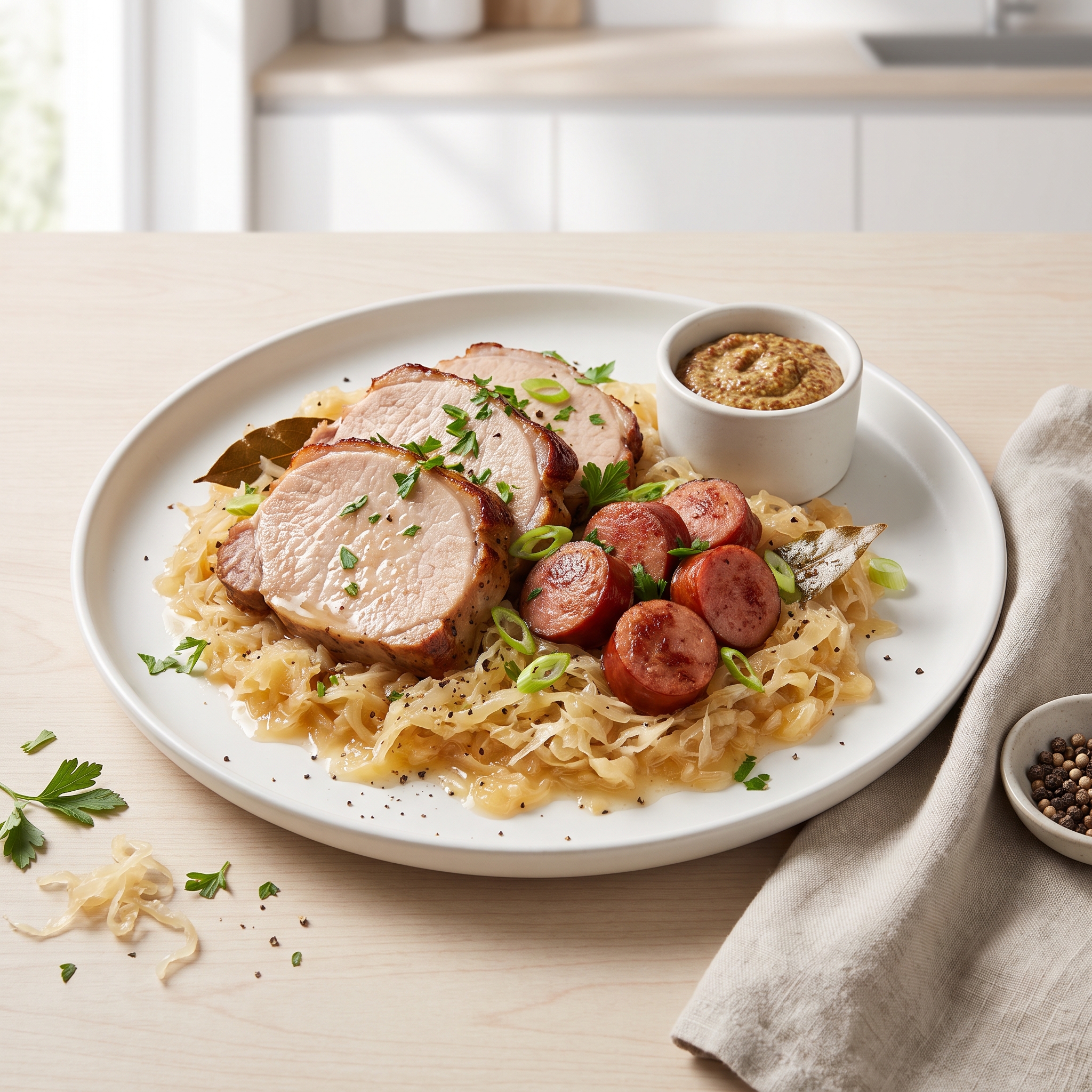 Pork Roast with Sauerkraut and Kielbasa