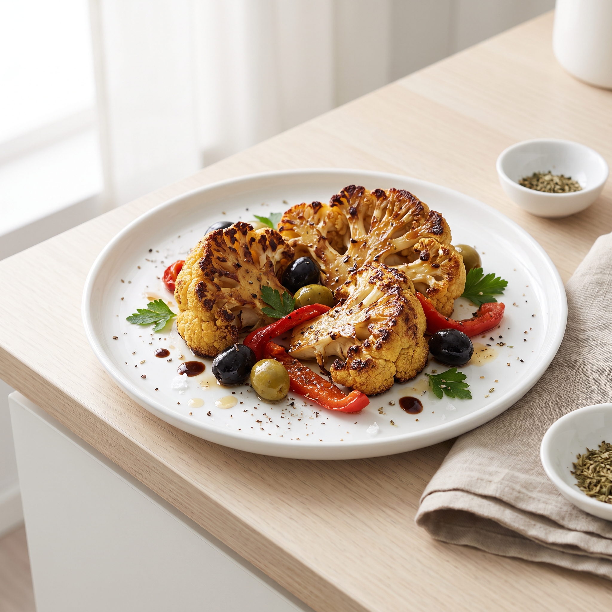 Mediterranean Roasted Cauliflower with Olives