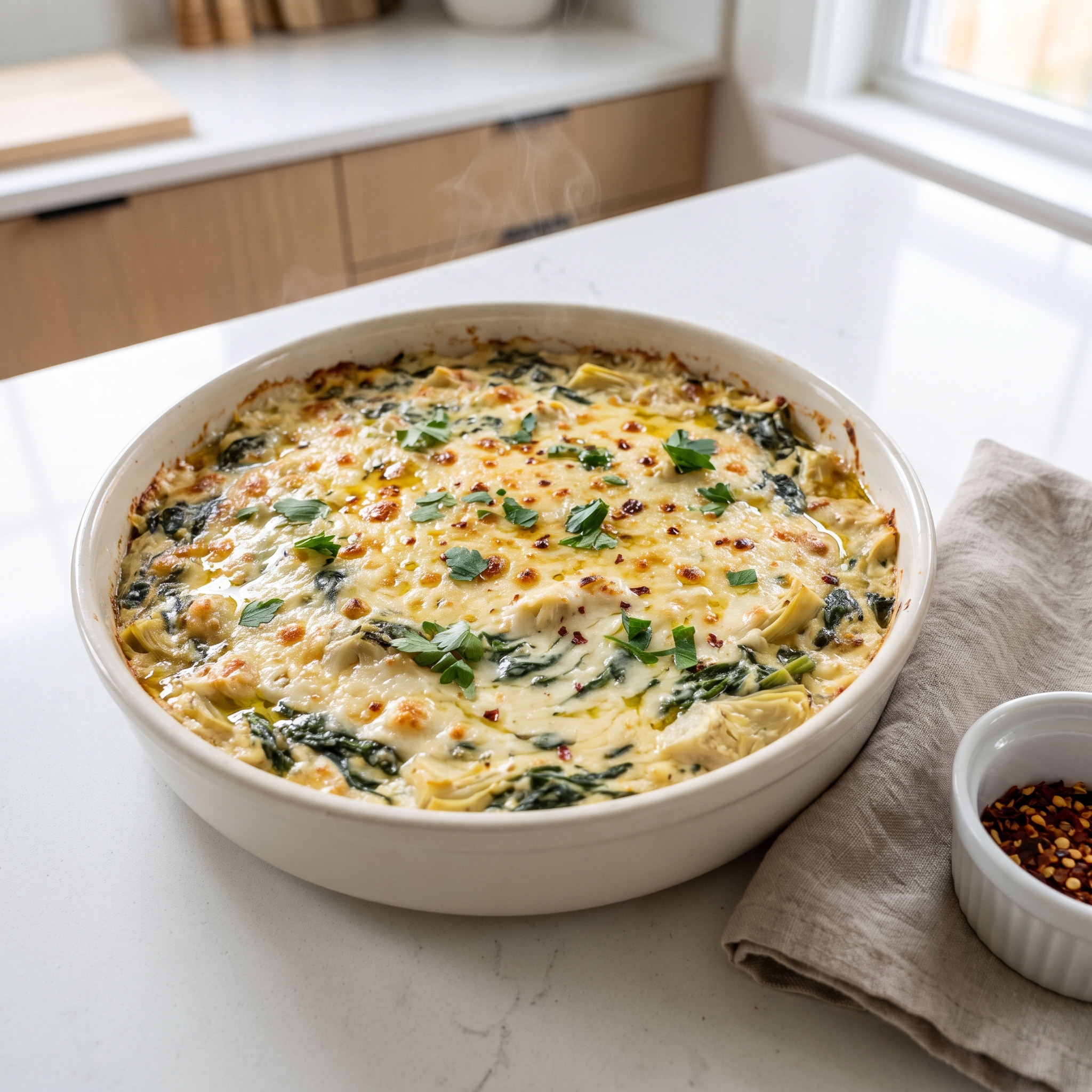 Warm Spinach–Artichoke Swiss Cheese Dip