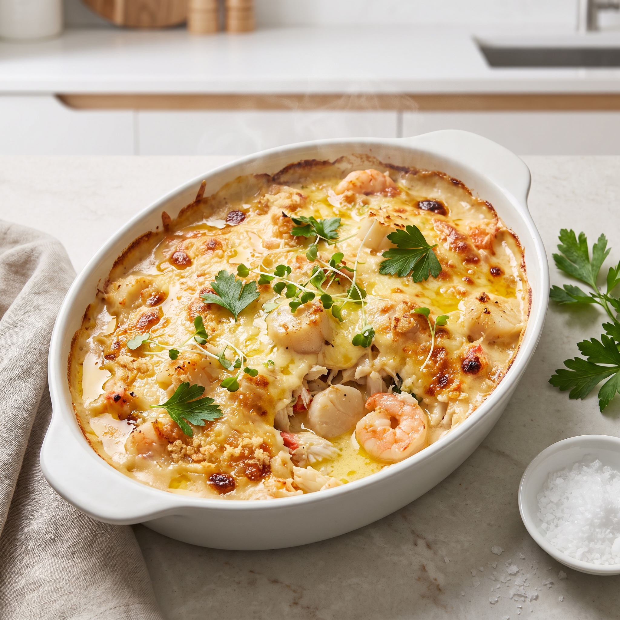 Creamy Baked Seafood Gratin