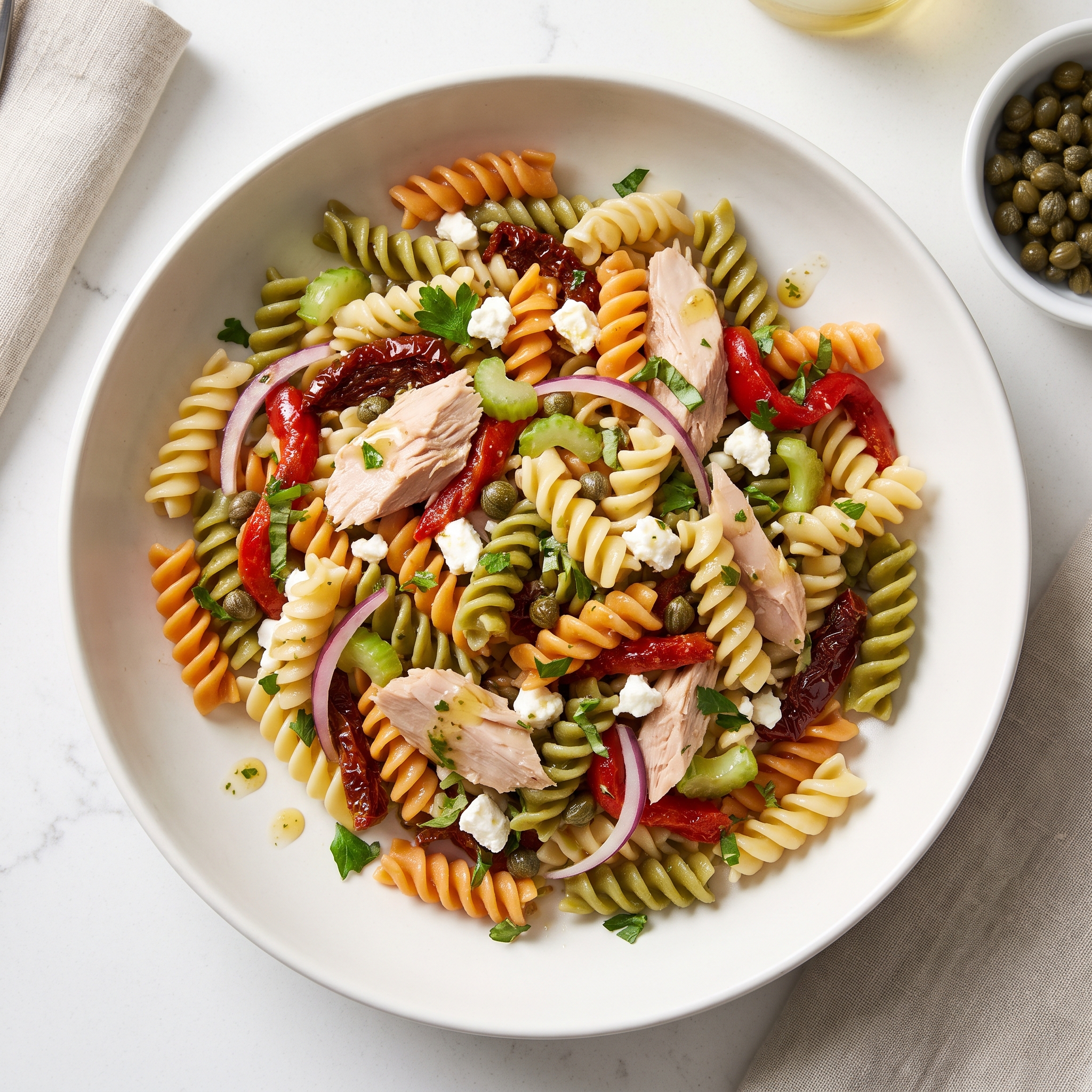 Greek-Style Tuna Pasta Salad Souvlaki