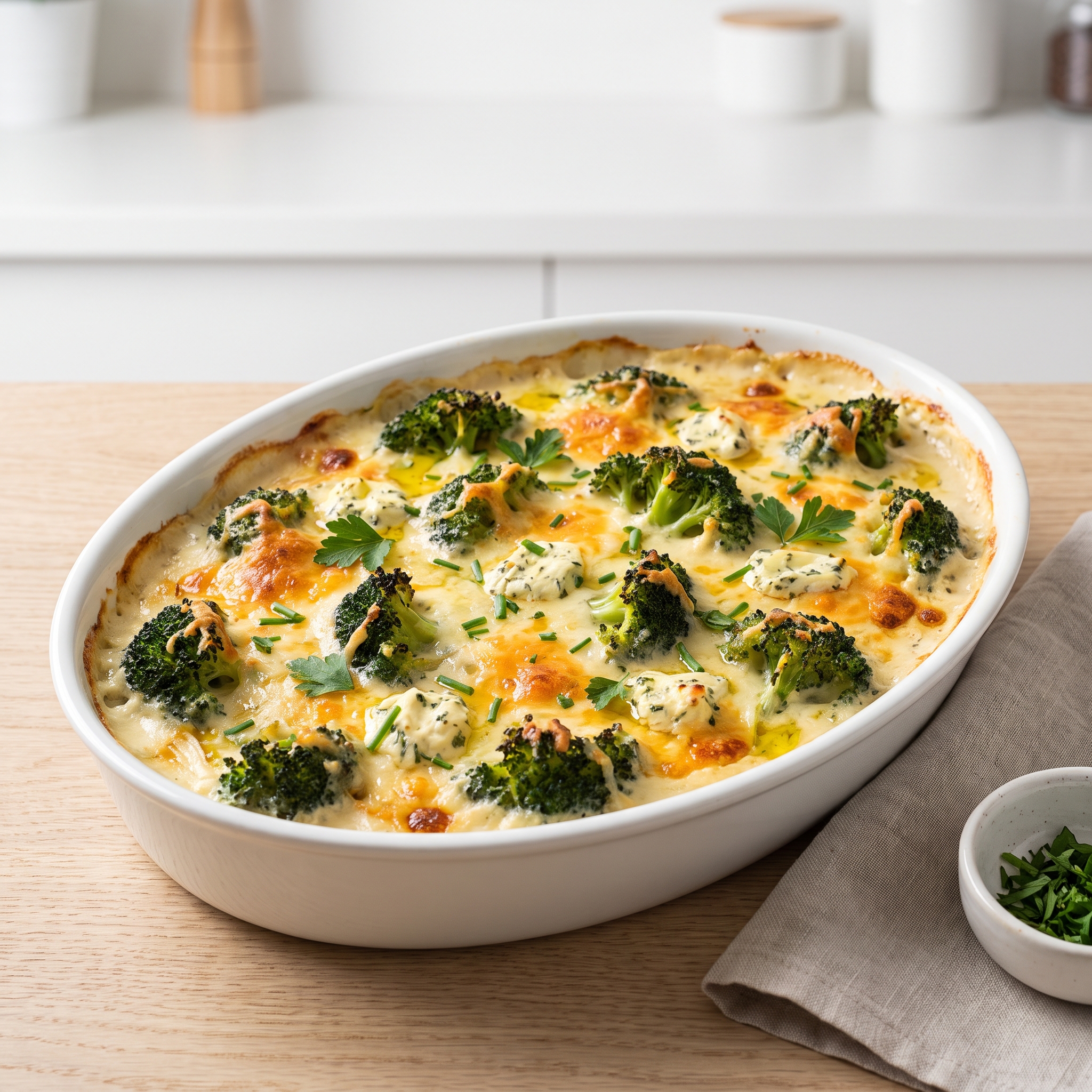 Broccoli Gratin with Herbed Cream Cheese