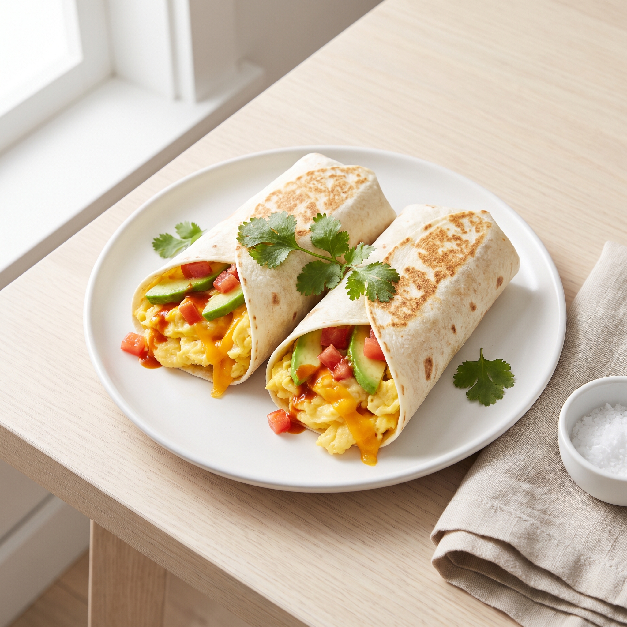 Breakfast Burrito with Avocado and Eggs