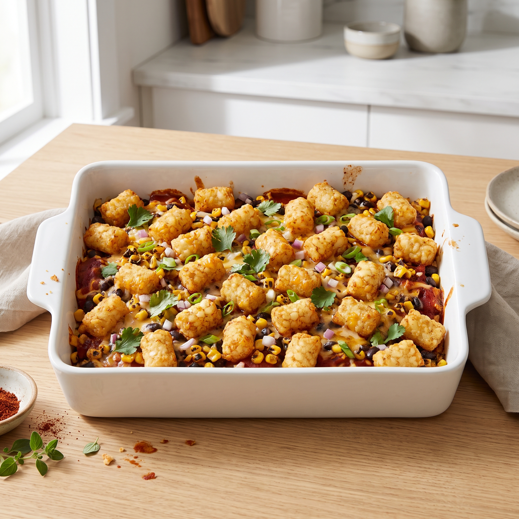 Loaded Tater Tot Taco Bake