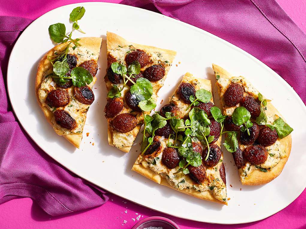 Caramelized Grape and Herb Flatbread