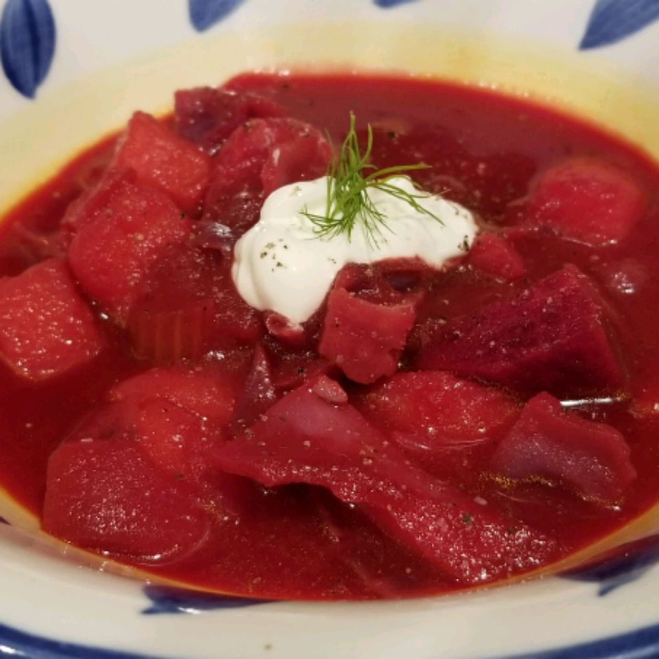Classic Russian Beet and Cabbage Borscht