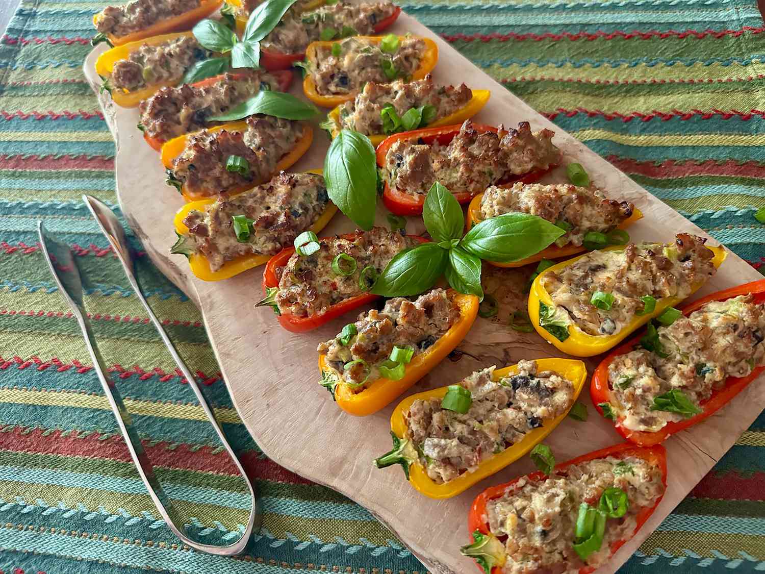 Mini Peppers Filled with Spicy Sausage and Herb Cheese