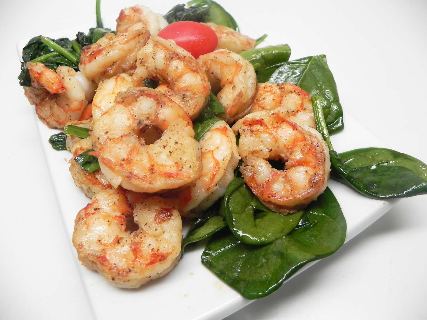 Pan-Seared Shrimp with Baby Spinach
