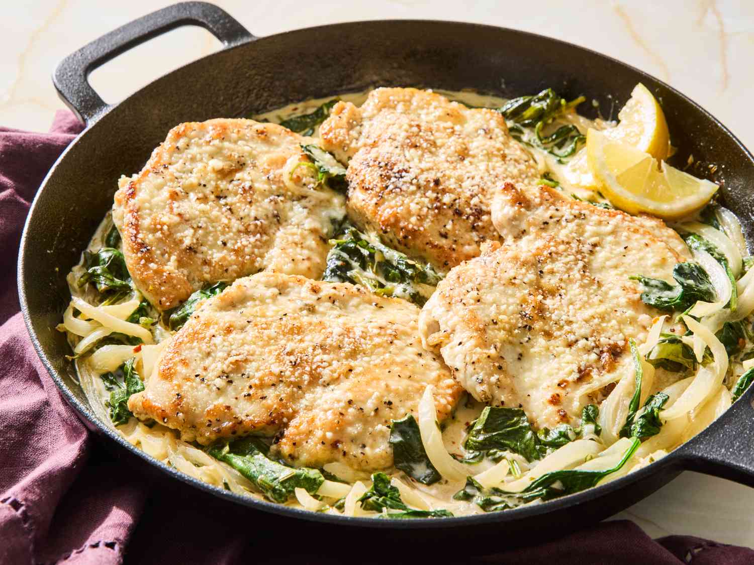 Creamy Lemon-Rosemary Chicken with Spinach Bake