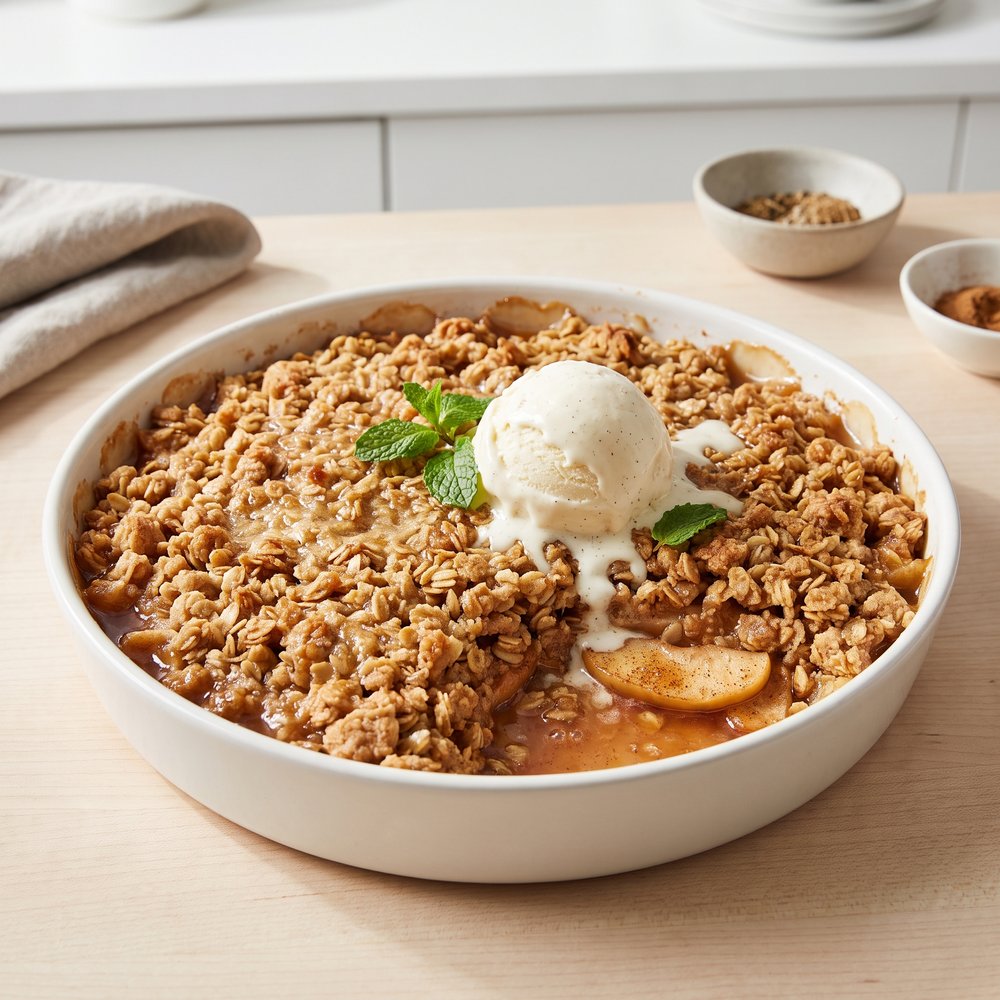 Air-Fried Apple Crisp with Oat Oatmeal Crumble