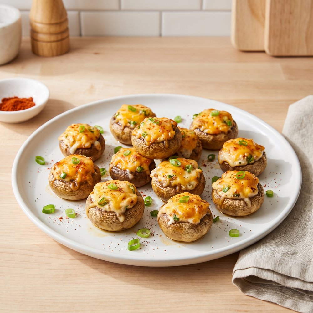 Air-Fried Cheesy Stuffed Mushrooms