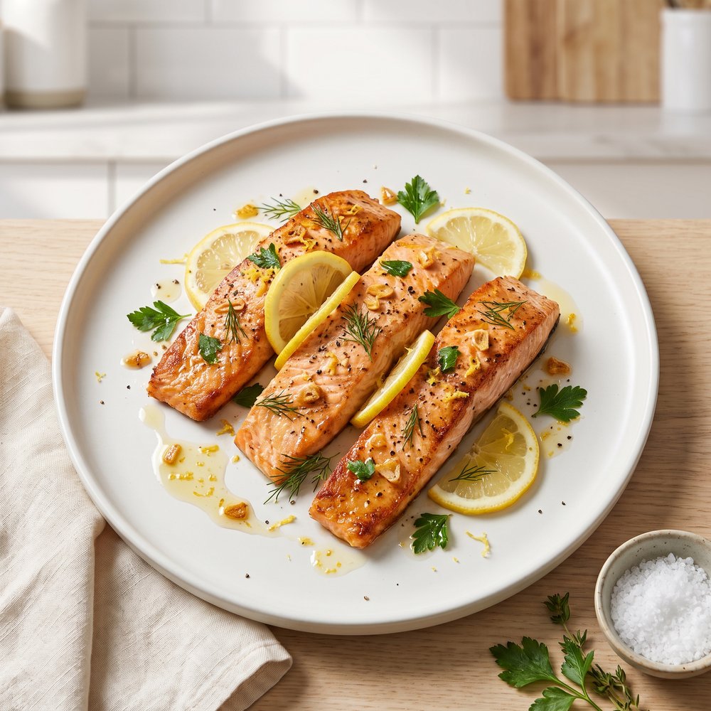 Air-Fried Salmon with Lemon and Garlic