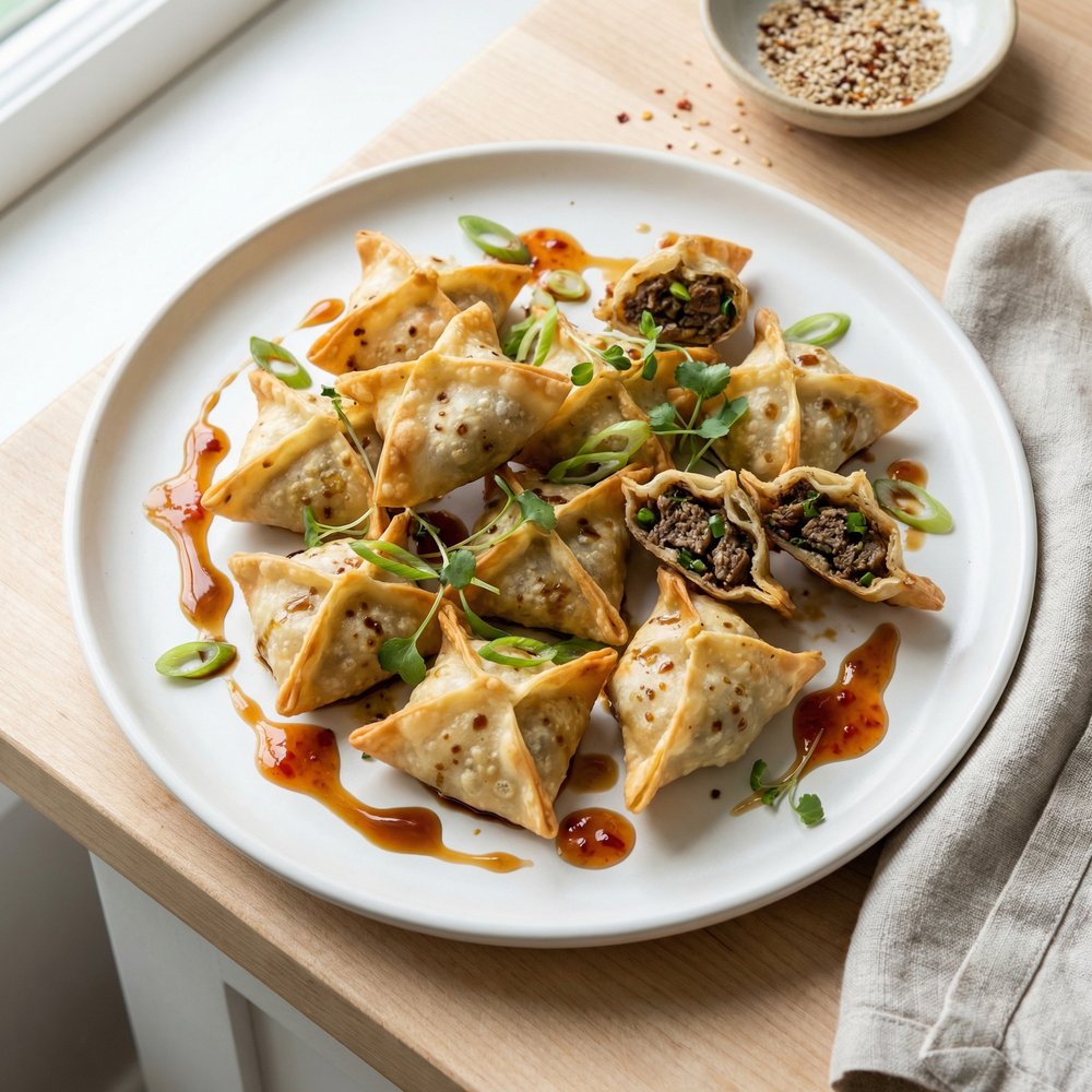 Crispy Air-Fried Beef Wontons