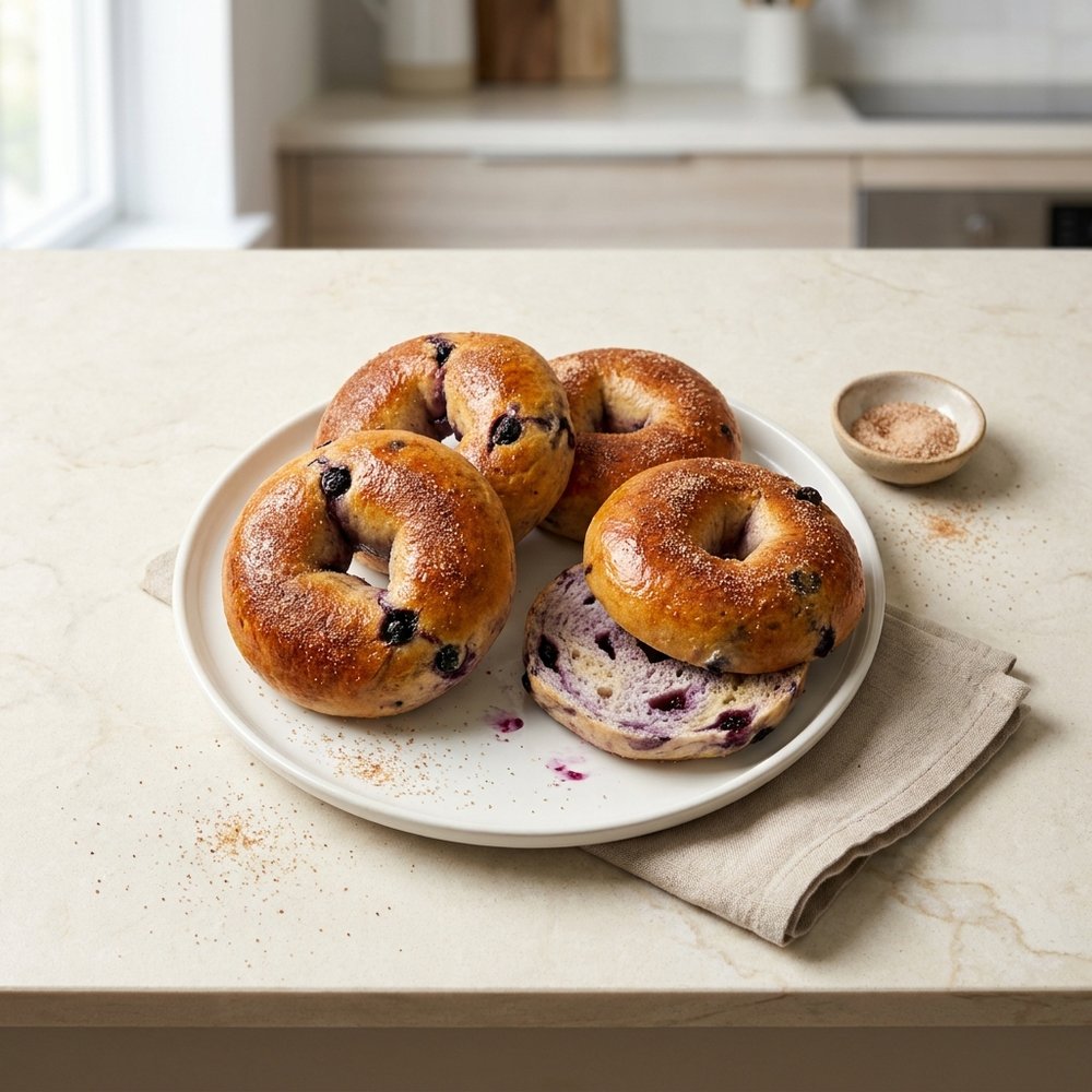 Air Fryer Blueberry Bagels with 2-Ingredient Dough