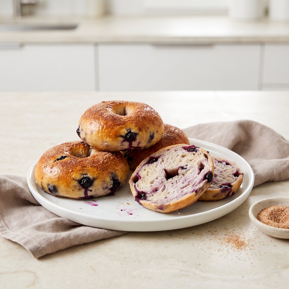 Air Fryer Blueberry Bagels with 2-Ingredient Dough