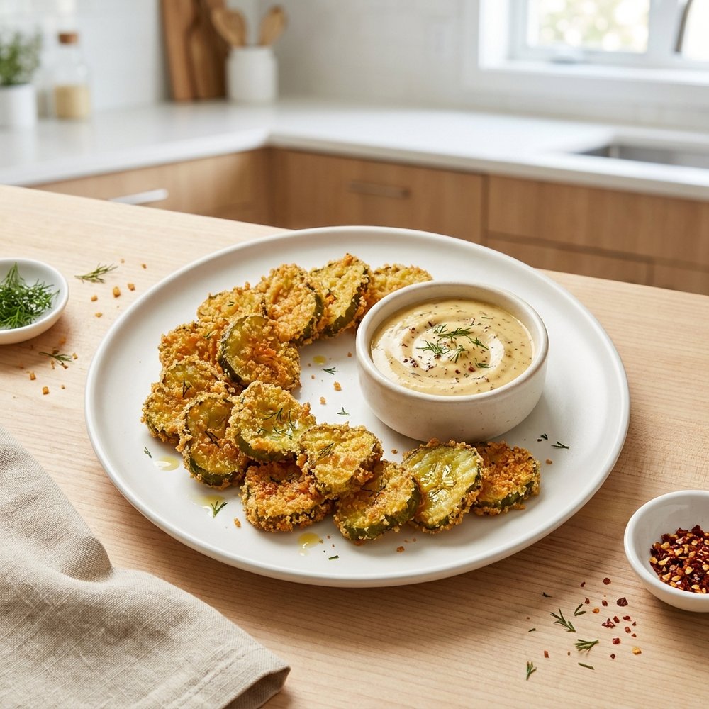 Air Fryer Crispy Pickle Chips with Creole Dipping Sauce