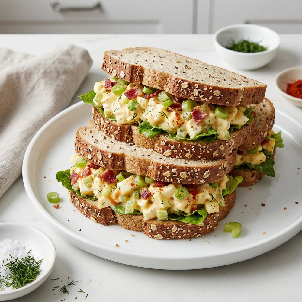 Air-Fried Loaded Egg Salad Sandwiches