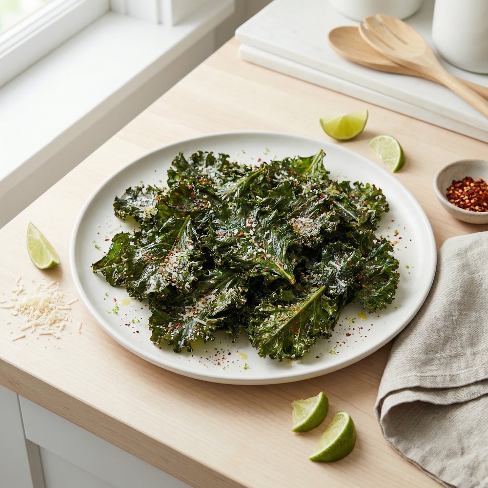 Air Fryer Kale Chips with Parmesan