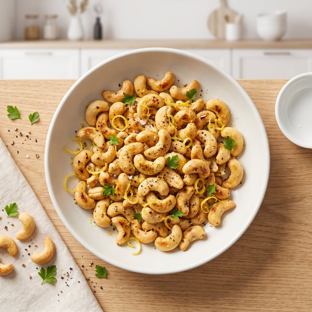 Air Fryer Lemon-Pepper Garlic Cashews