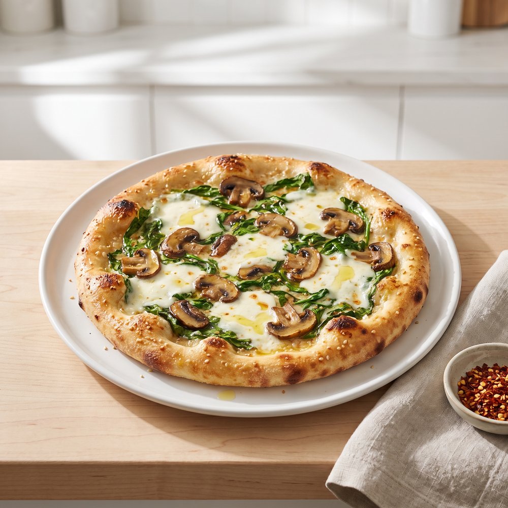 Allie's Spinach and Mushroom Pizza
