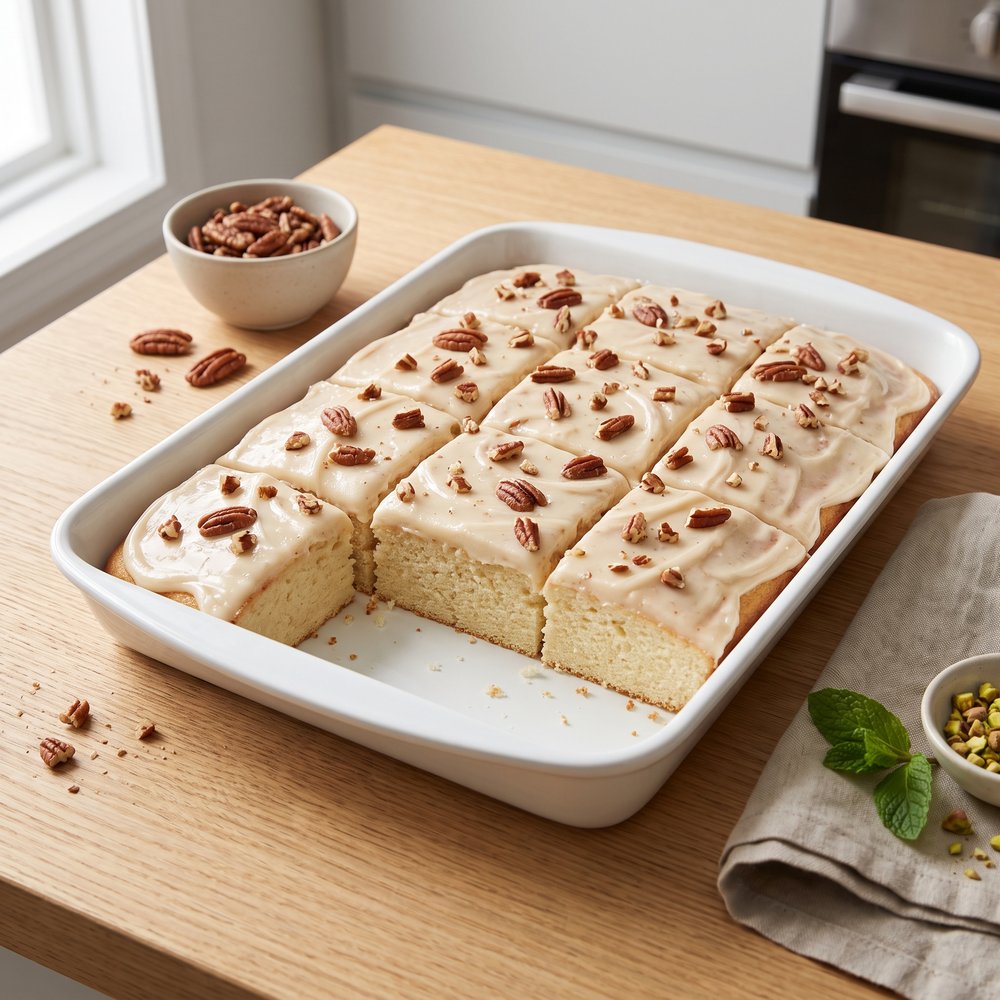 Almond-Glazed White Texas Sheet Cake