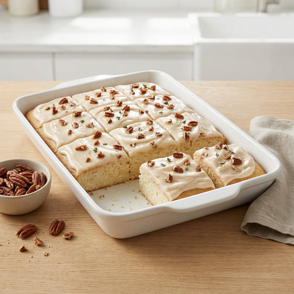 Almond-Glazed White Texas Sheet Cake
