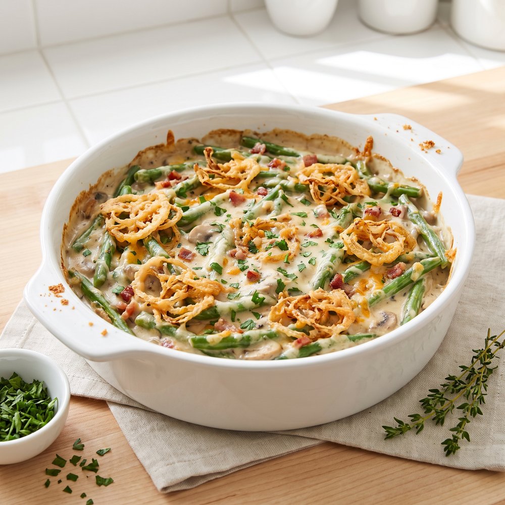 Anika's Creamy Cheesy Green Bean Bake